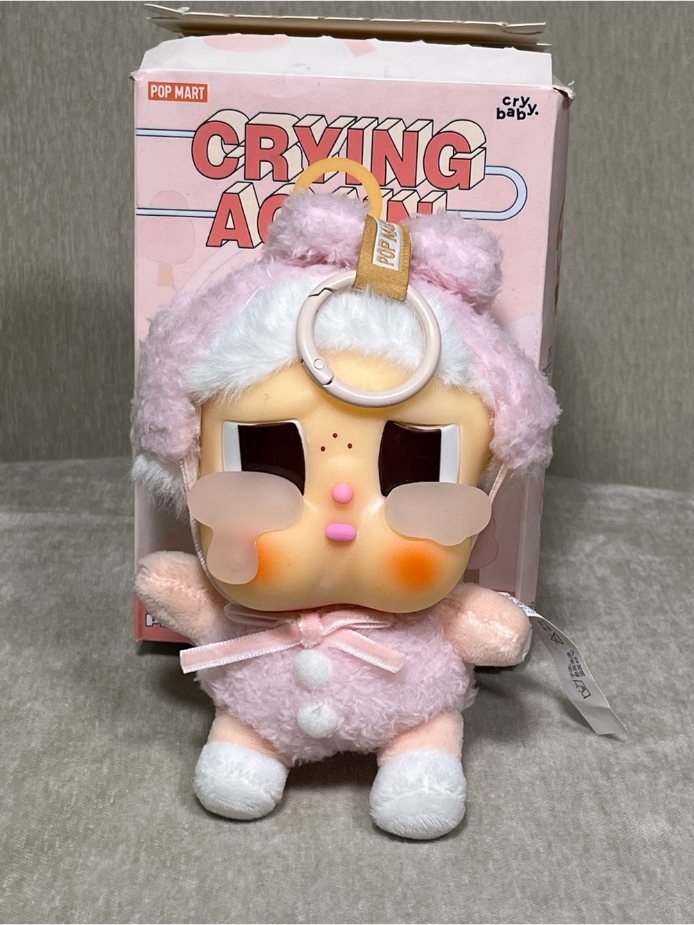 POP MART Crying Agent Pink Plush Keychain Card Holder